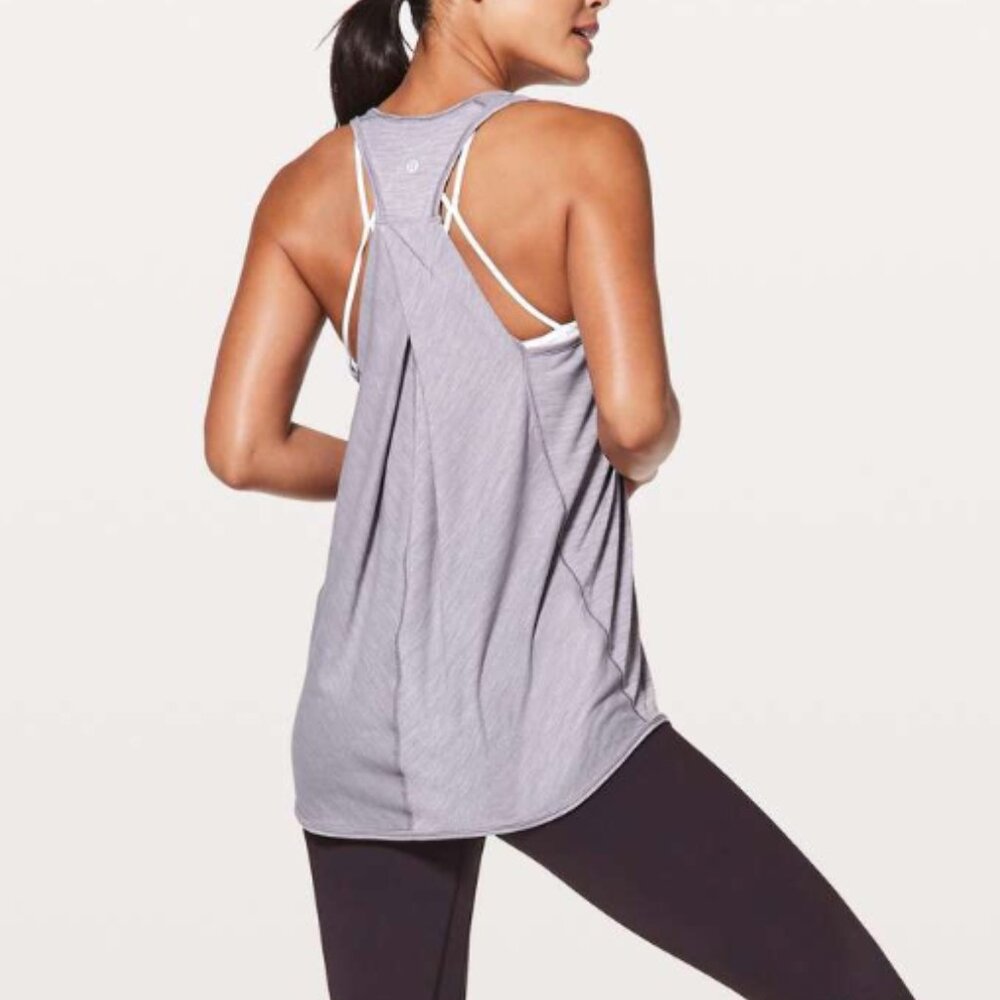 Lululemon Essential Tank Top Racerback Flowy Heathered Dusty Dawn Purple Size 6